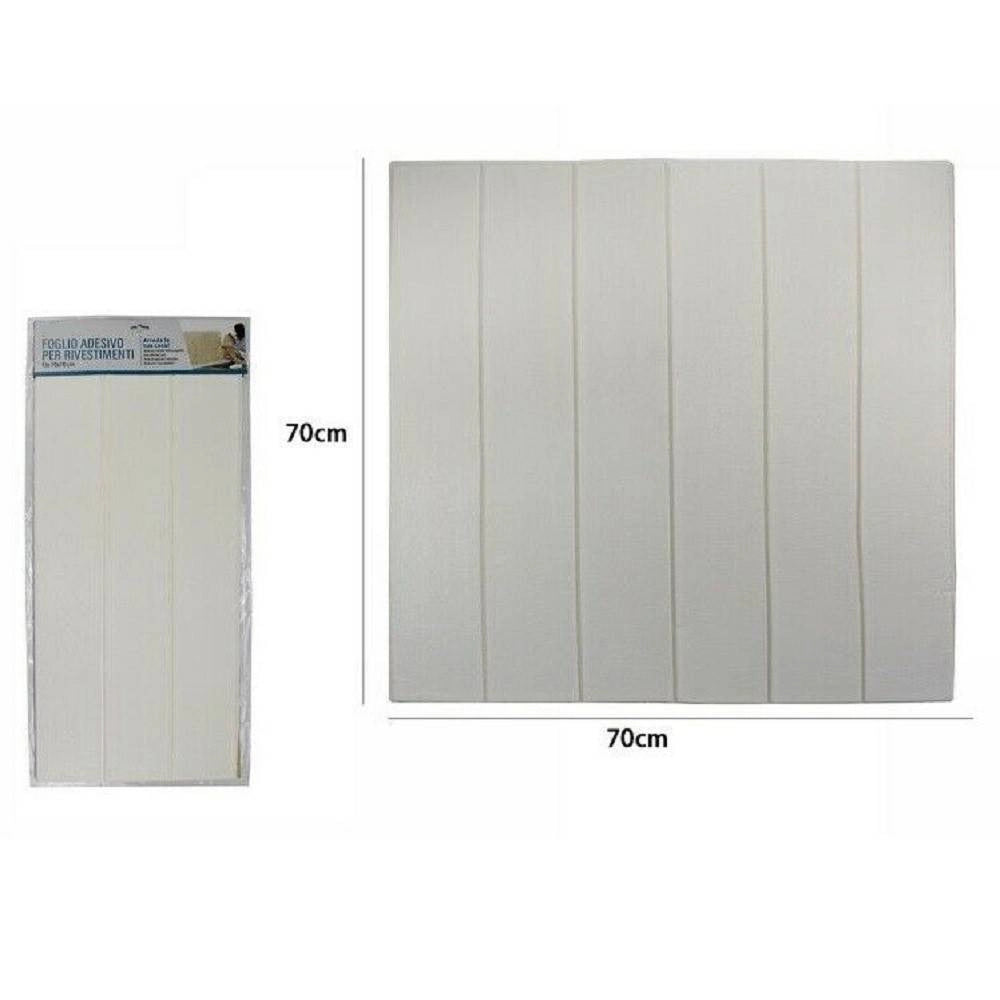 Trade Shop - Piastrella Mattonella 3d Adesivo Parete Muro Pannello 70x70cm Legno Bianco 71104 -