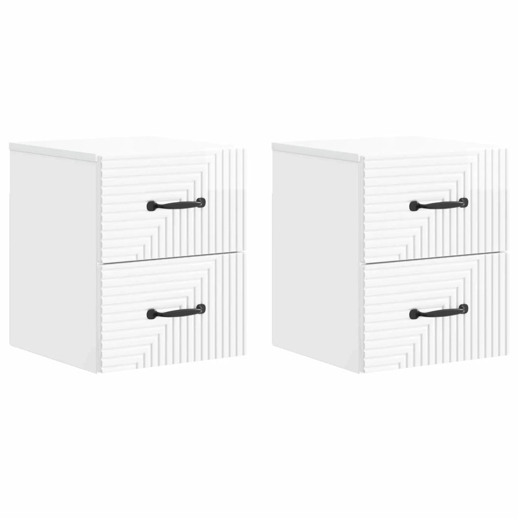 Mobiletto da notte a muro 2 pcs Bianco Lucido 34,5 x 33 x 40 cm 898644