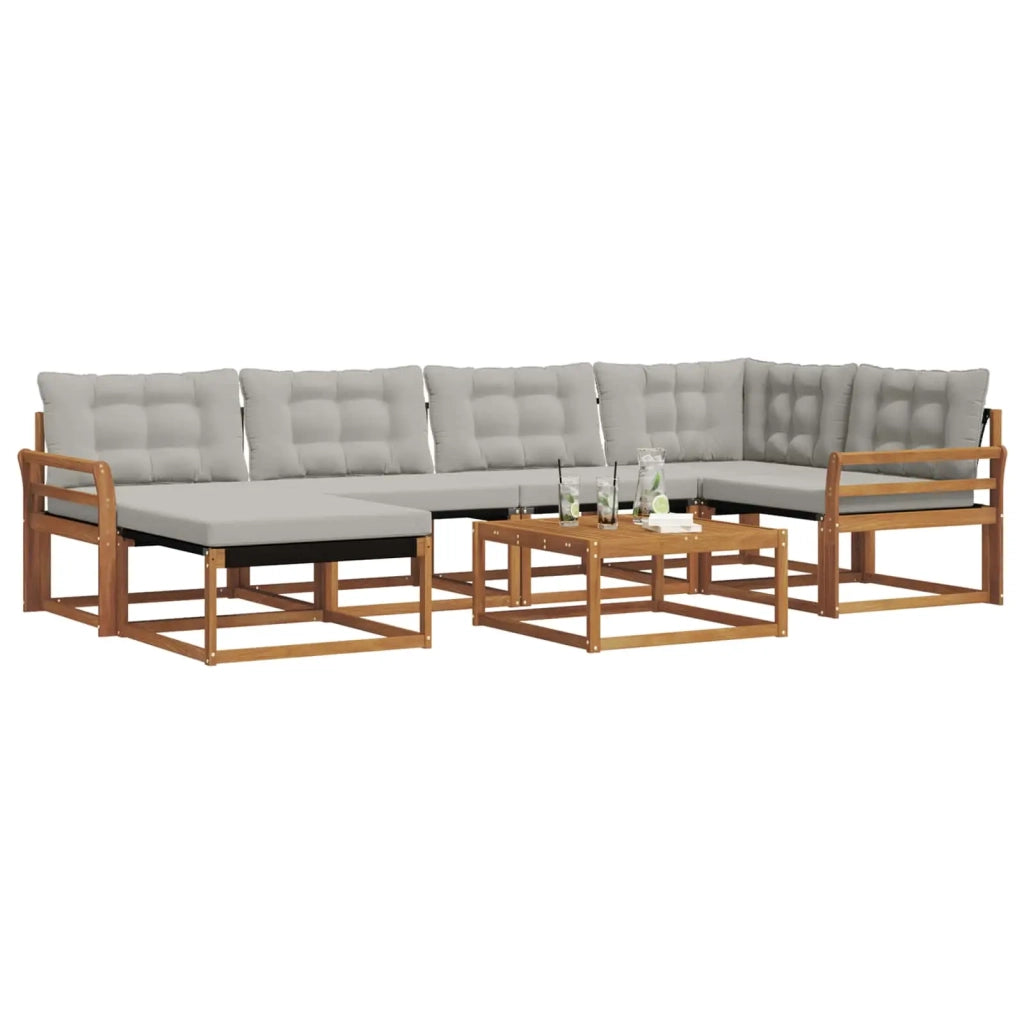 Set di divani da esterno 7 pcs Grigio Naturale e Chiaro 3369650