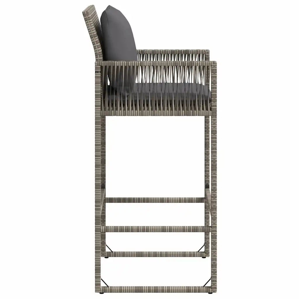Sgabelli da Bar con Cuscini 2 pz Grigi in Polyrattan 368707