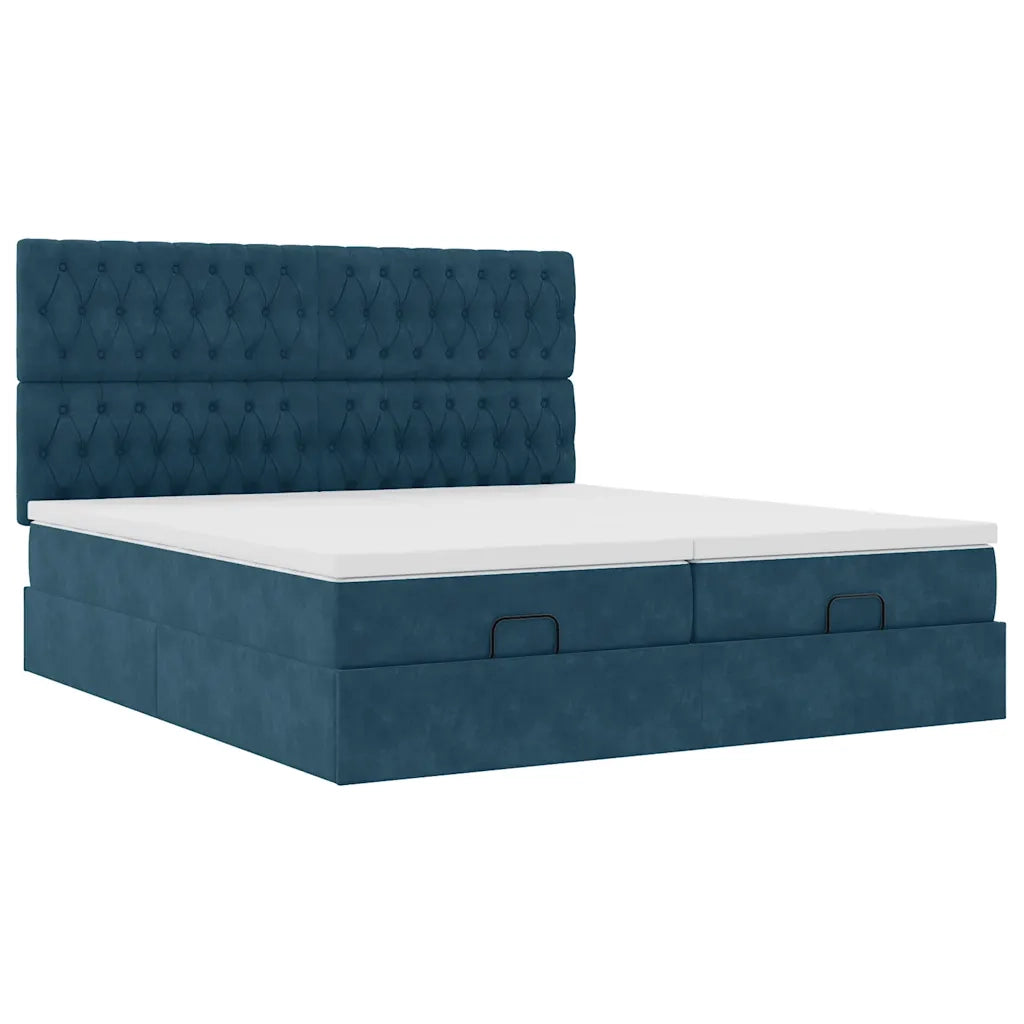 Struttura Letto Pouf con Materassi 180x200 cm Velluto 3313794