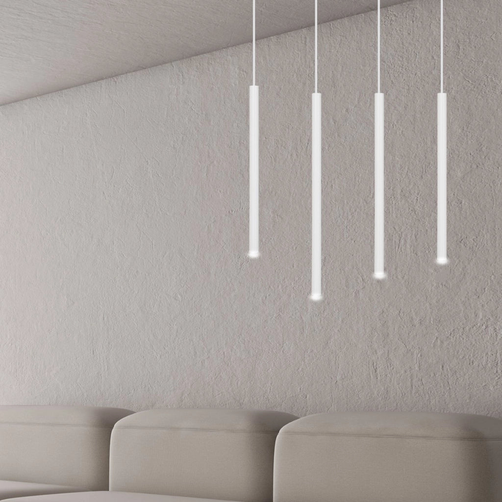 Lampada a sospensione Selter in acciaio bianco opaco