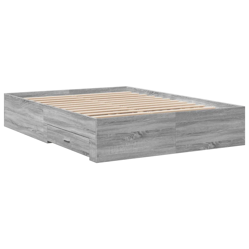 Giroletto Cassetti-Struttura Letto con contenitore Grigio Sonoma 140x190 cm Legno Multistrato 722361