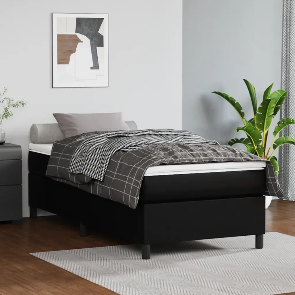 Struttura Letto a Rete a Molle Nero 100x200 cm in Similpelle 3121029