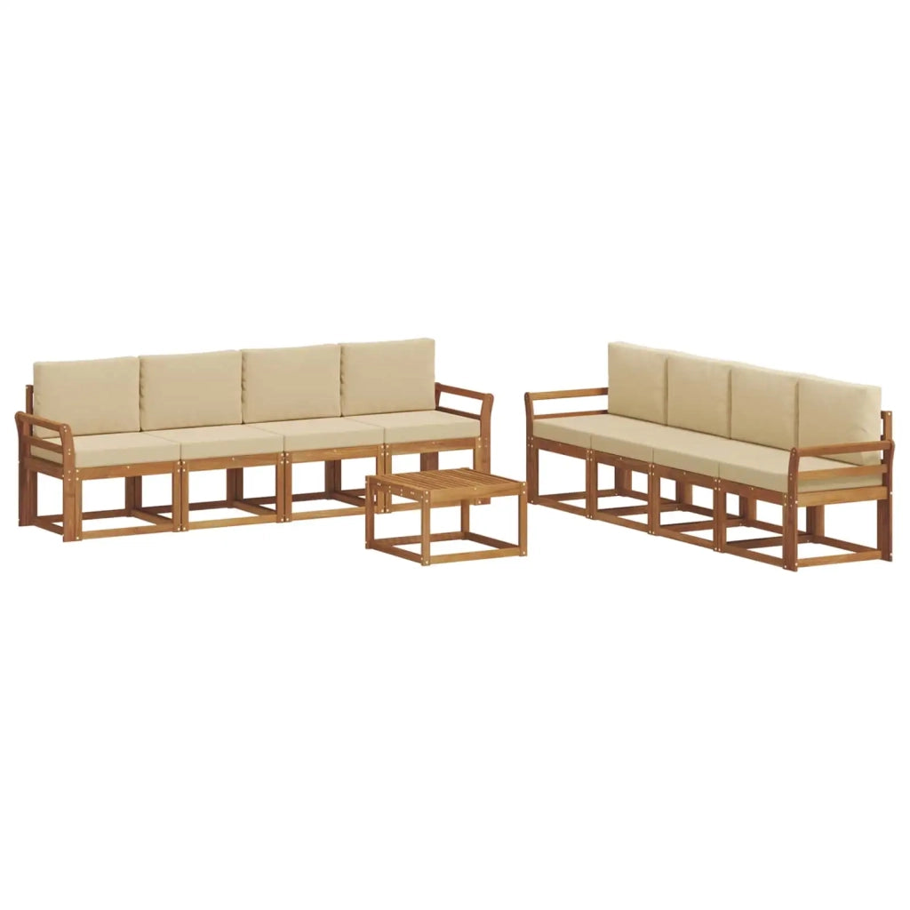 Set di divani da esterno con cuscino 9 pcs Naturale e Beige 3366186