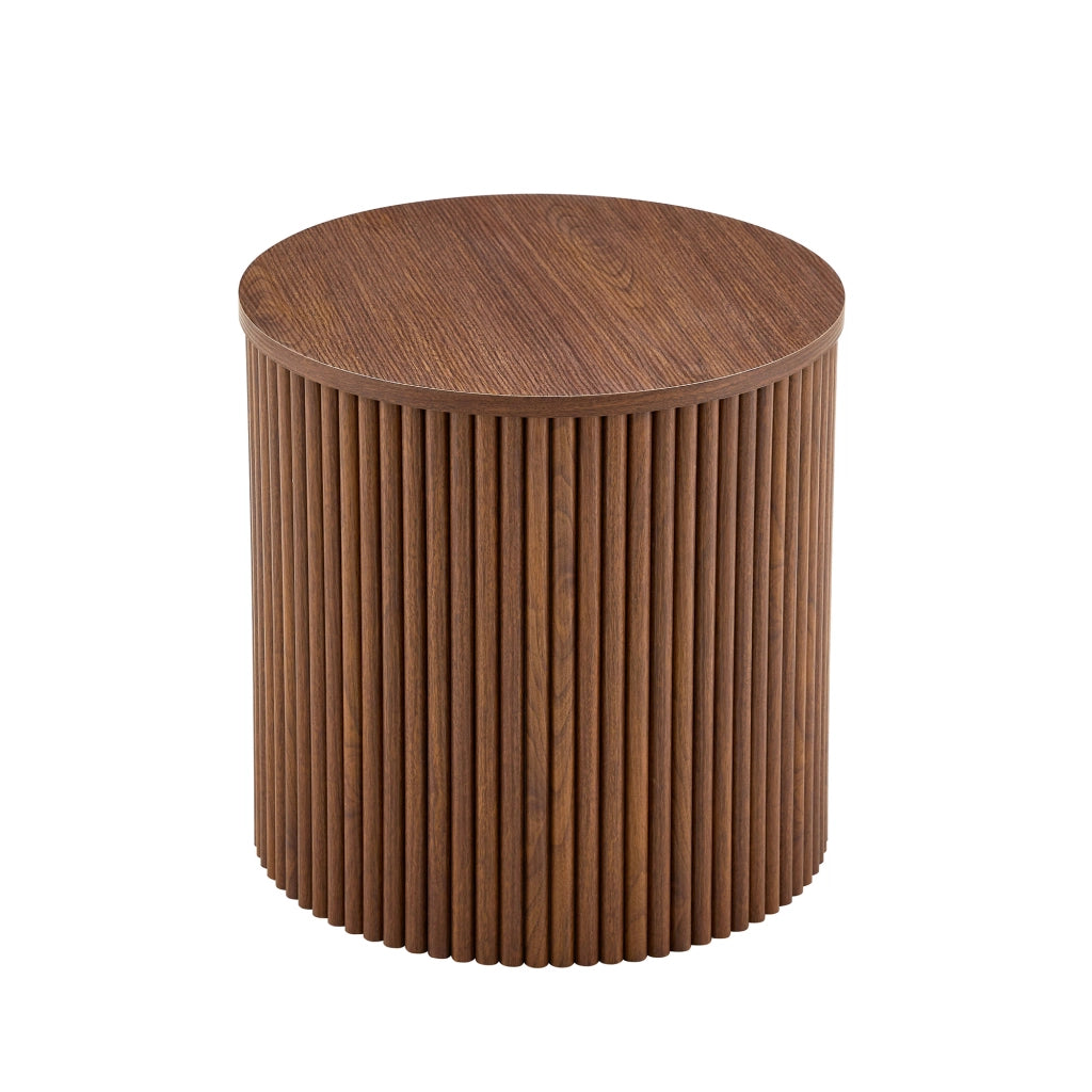Set 2 Tavolini da Caff¨¨ Rotondi ¨C Xylo ¨C MDF Effetto Noce, Design Moderno con Ripiano