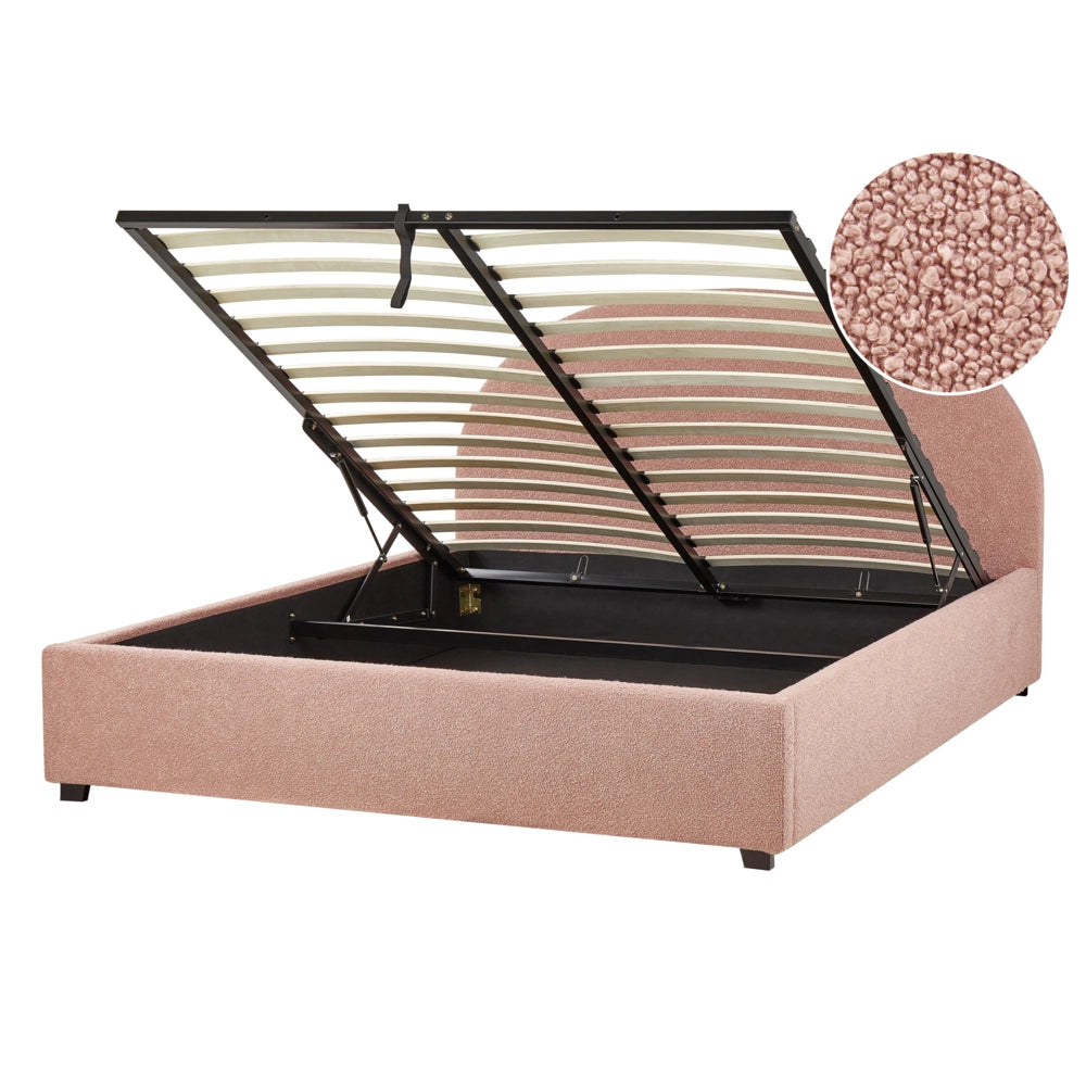 Letto contenitore rosa Boucle EU 140 x 200 cm Design minimalista retrò Ottomano