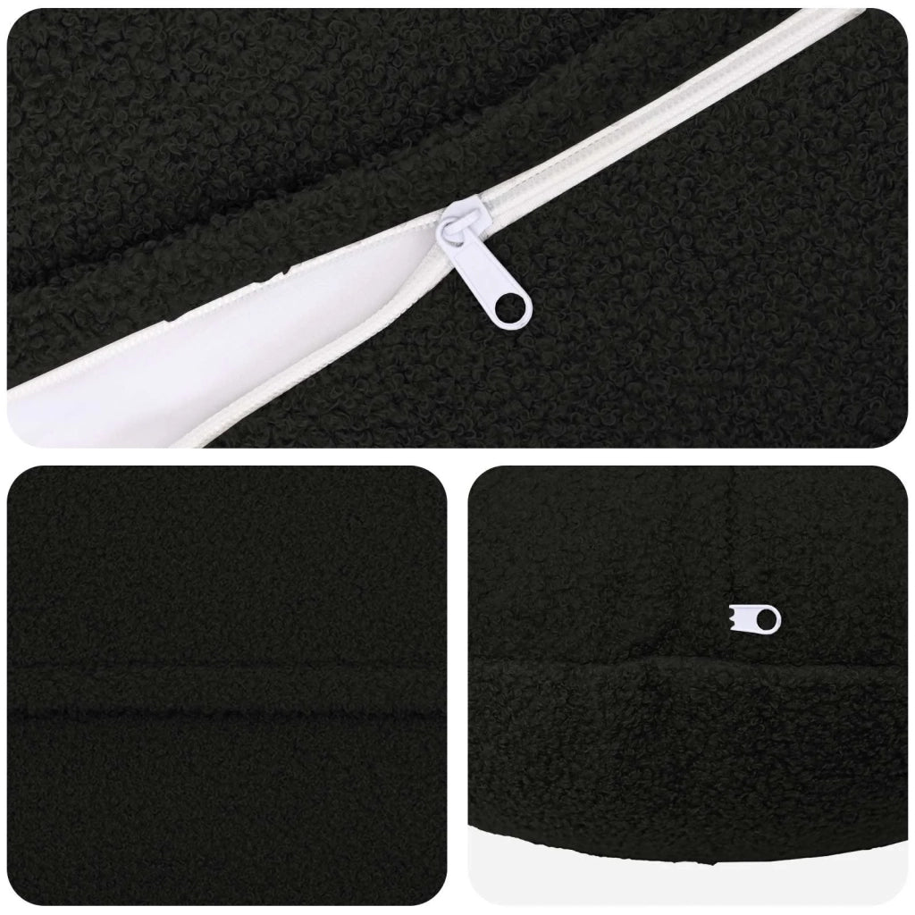 Federa 6 pcs HEERLEN Nero Ø 30 cm Bouclé 921978