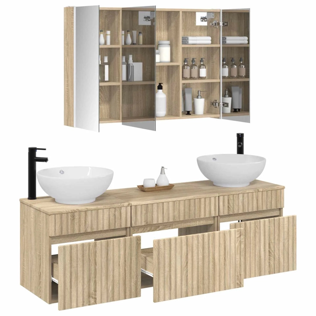 Set di Armadi da Bagno 4 pcs Rovere Sonoma 103,5 x 15,5 x 70 cm 3406625