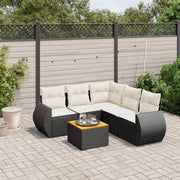 Set Divano da Giardino 6 pz con Cuscini Nero in Polyrattancod mxl 112688