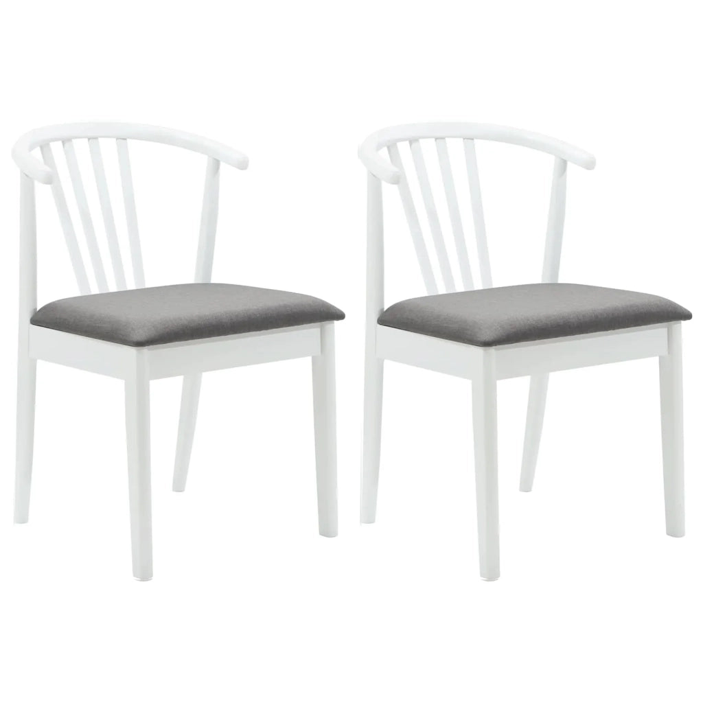 Sedia da pranzo 2 pcs Bianco e Grigio Legno di gomma massiccio