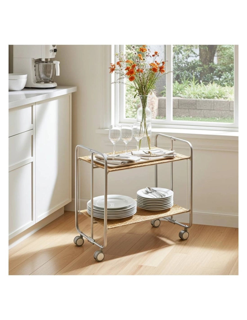Carrello da cucina pieghevole grigio con ruote BAUHAUS 2 ripiani