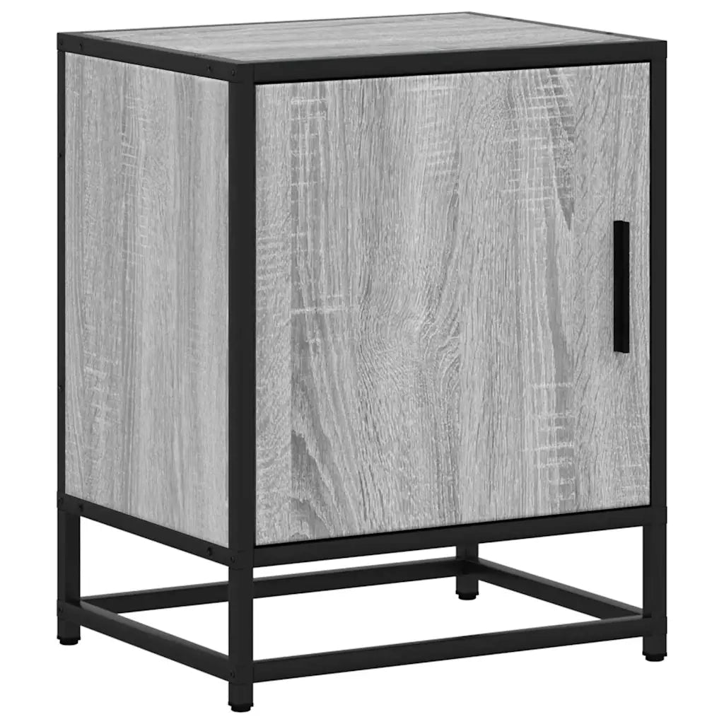 Comodini 2pz Grigio Sonoma 40x31x50cm Legno Multistrato Metallo 848716