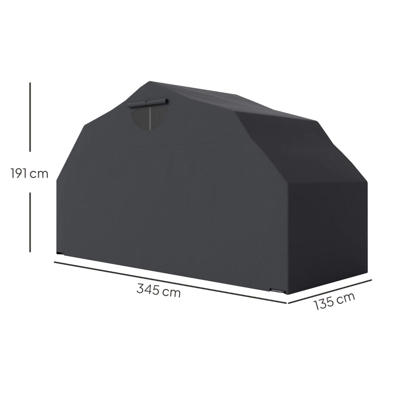 Tenda coprimoto pieghevole da esterno 345 x 135 x 191 cm, nera, in tessuto Oxford 600D
