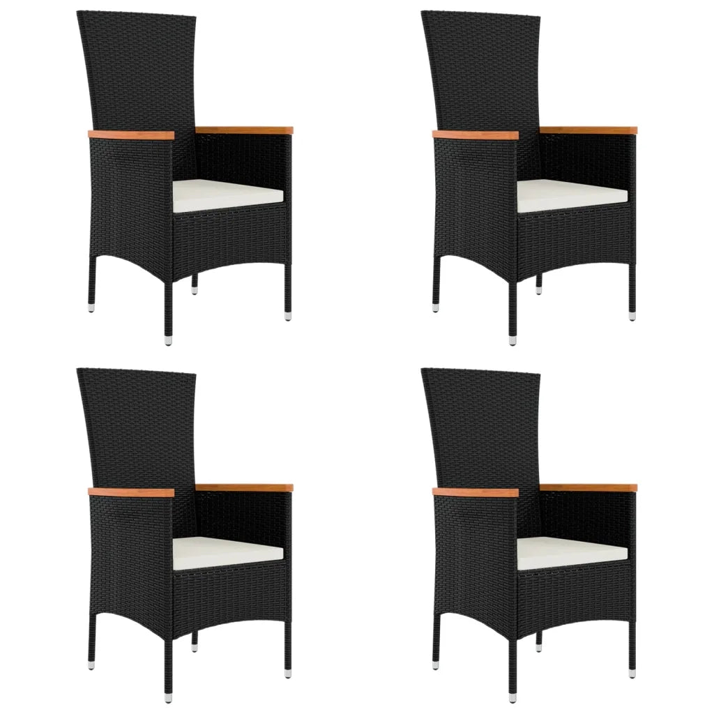 Sedie da Giardino con Cuscini 4 pz | Sedie da Esterno in Polyrattan Nere