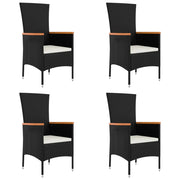Sedie da Giardino con Cuscini 4 pz | Sedie da Esterno in Polyrattan Nere