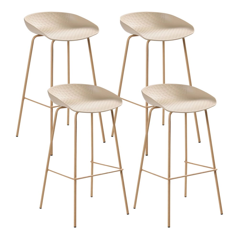 Set di 4 sedie da bar robuste in materiale sintetico e poliestere beige sala da pranzo