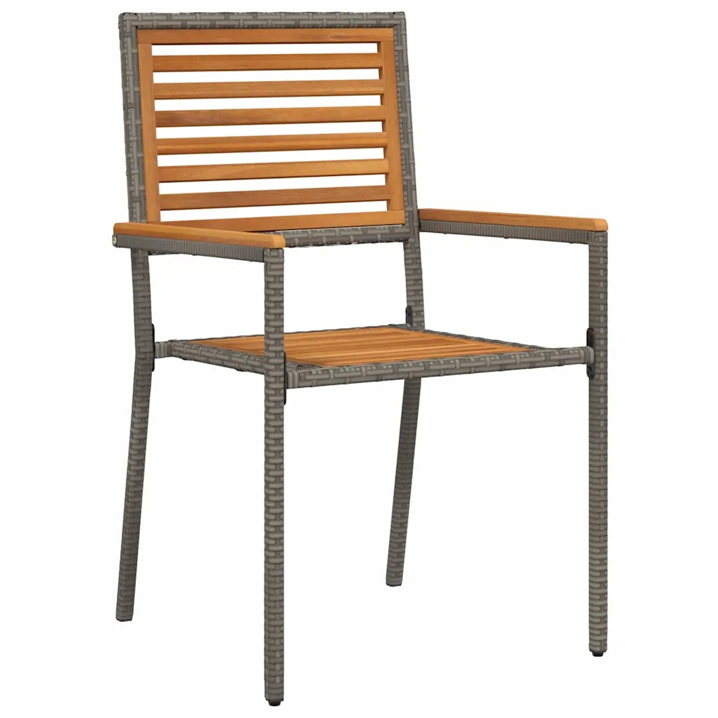 Set da Pranzo per Giardino 5 pcs Grigio e Marrone polyrattan