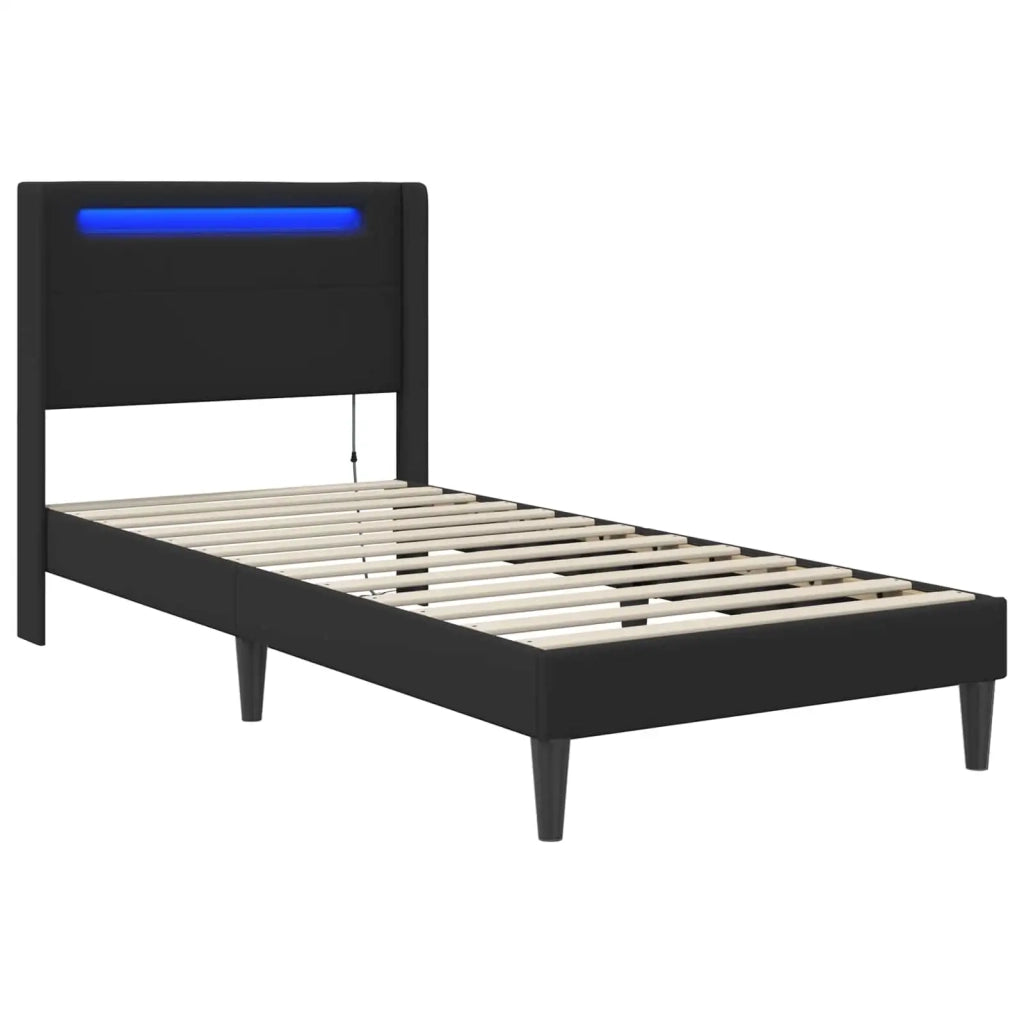 Struttura del letto con strisce LED Nero 80 x 200 cm Similpelle 42027961