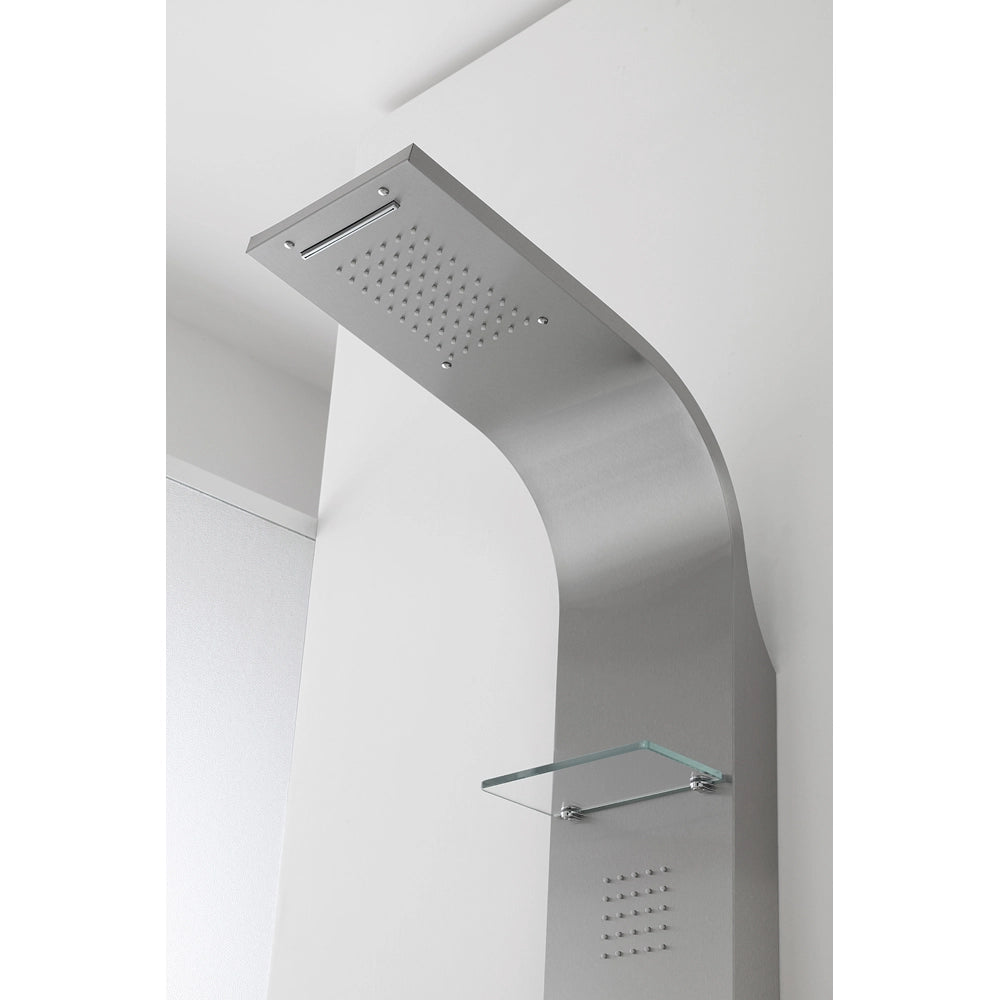COLONNA PANNELLO DOCCIA IN ACCIAIO SATINATO H.150x22x45cm 4 FUNZIONI "NEW YORK" FERIDRAS
