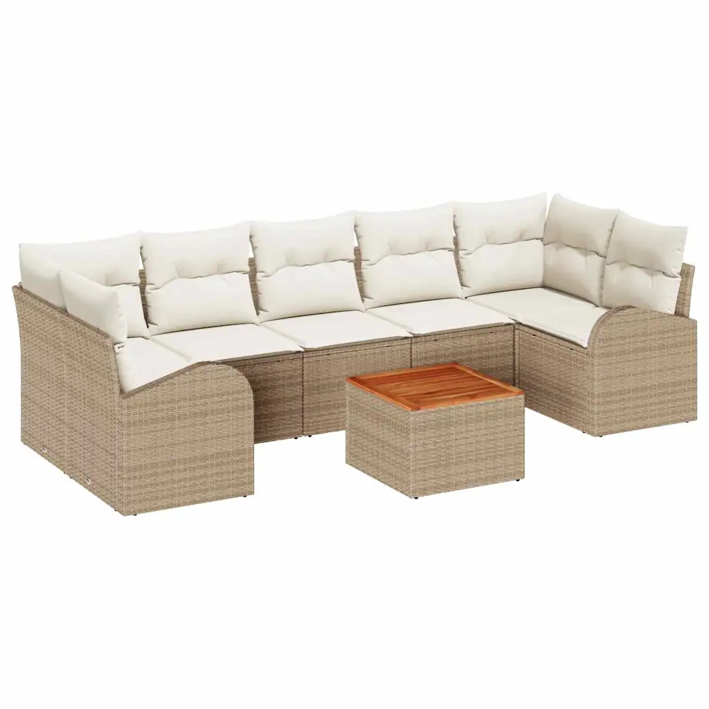 Set Divano da Giardino con cuscino 8 pcs Beige polyrattan 3347547