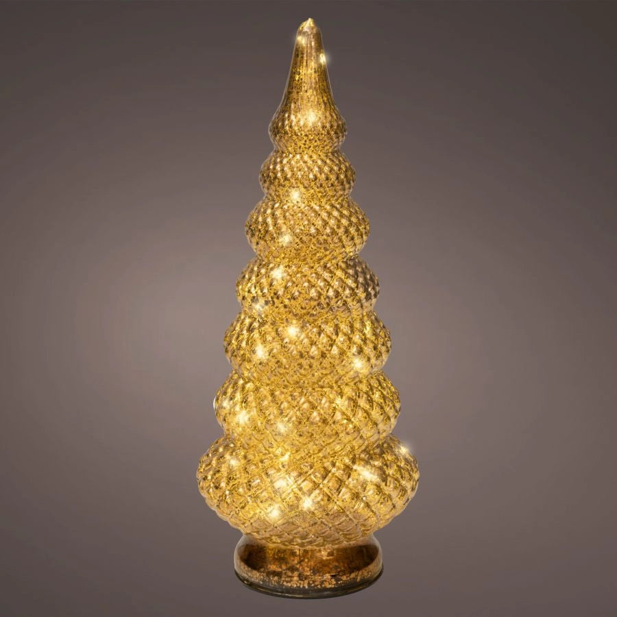 MICRO LED ALBERO VETRO MARRONE LUCE CALDA DECORAZIONE NATALIZIA DIAM. 15X36,5H