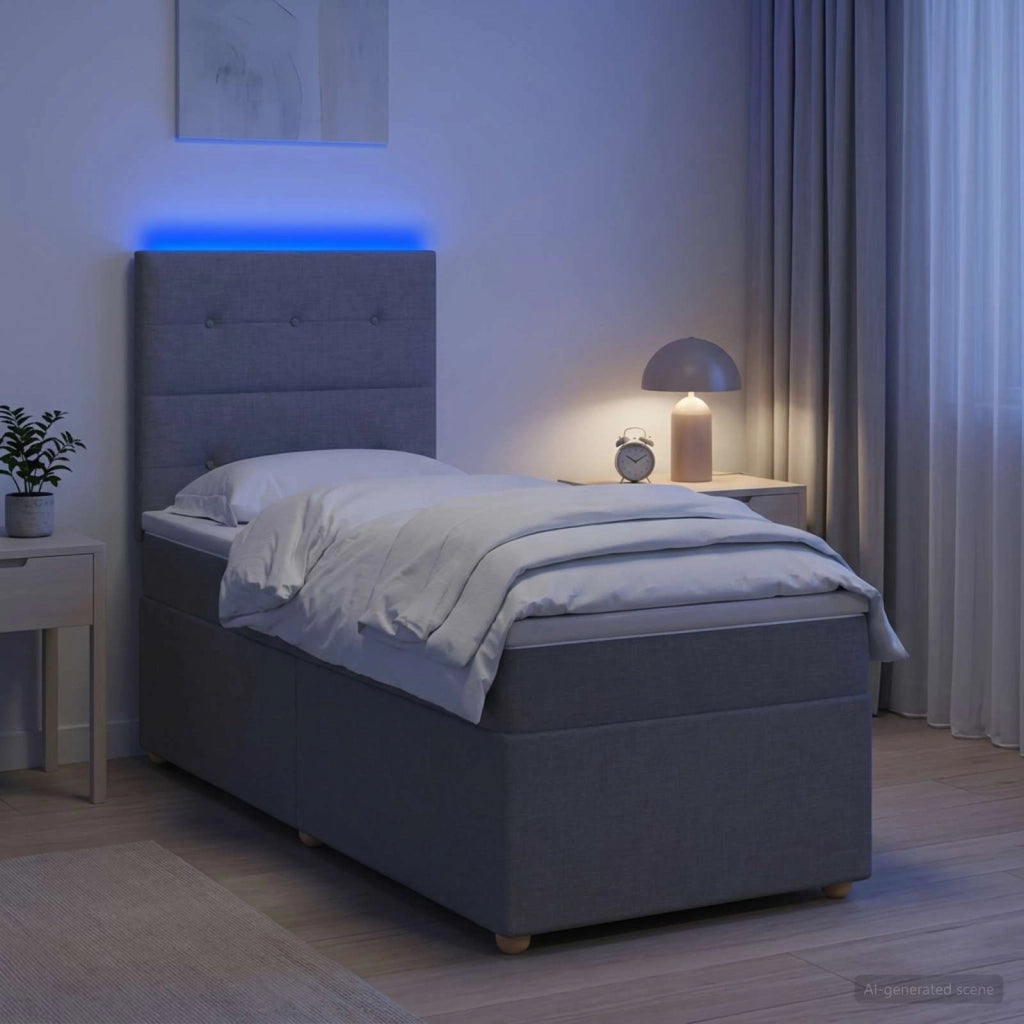 Letto box spring con materasso Grigio Chiaro 100 x 200 cm 3455280