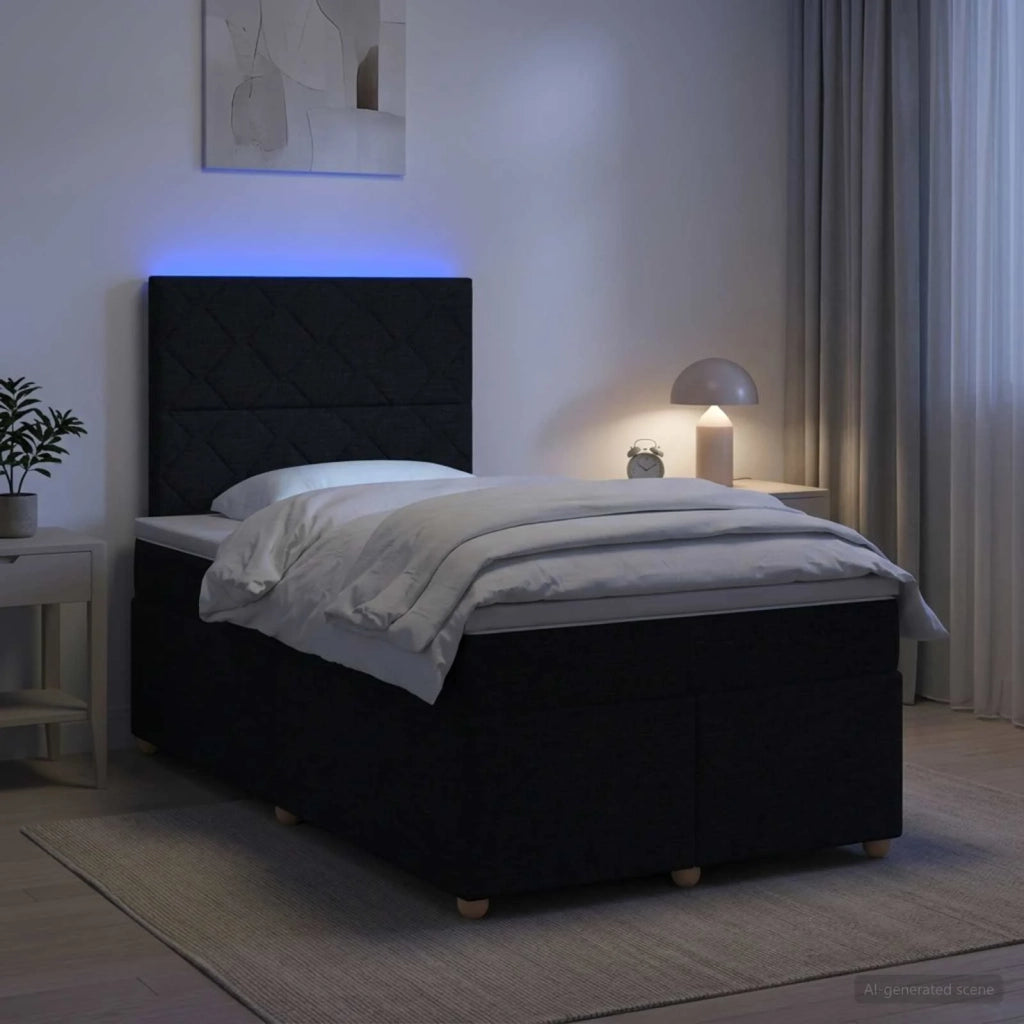 Letto box spring con materasso Nero 120 x 190 cm Tessuto 3455310