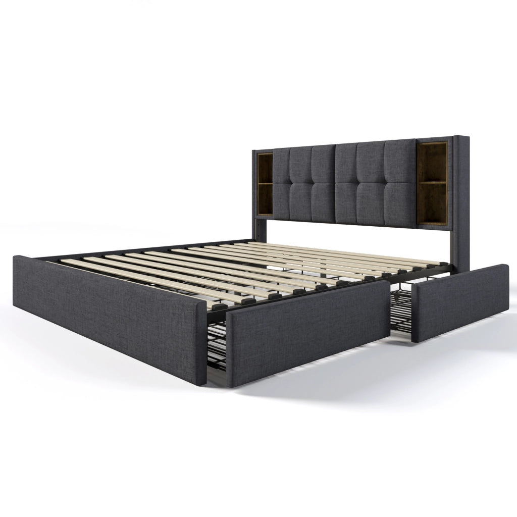 letto matrimoniale lino grigio 160 x 200 cm