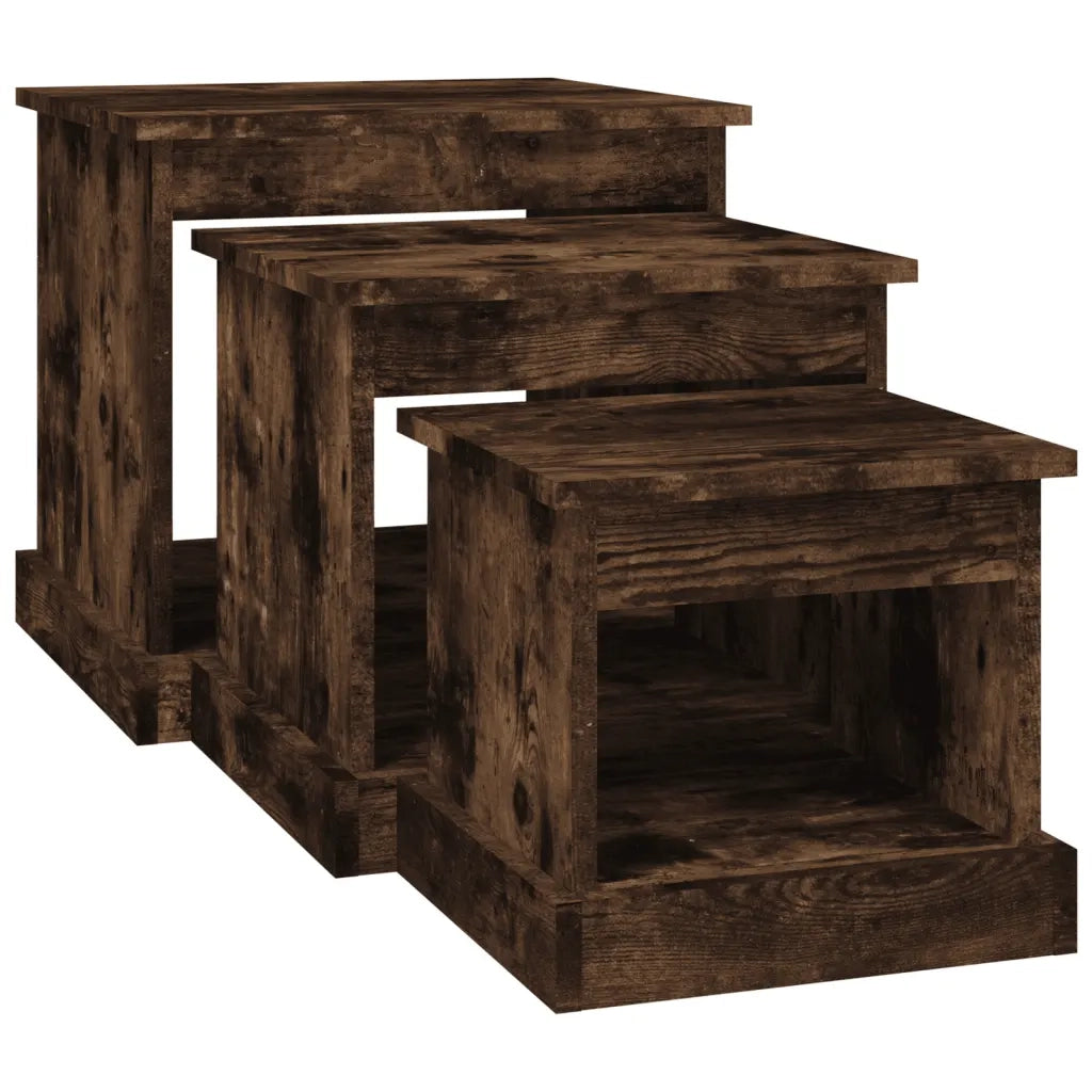 Tavolini da Salotto 3 pz Rovere Fumo in Legno Multistrato 816493