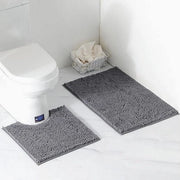 Set di tappeti per bagno antiscivolo a 2 pezzi, tappeto per bagno con funzionalità antiscivolo, coperta per la doccia, tappeto per il water con forma a U, tappeti per la doccia (Grigio)