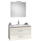 Mobile bagno sospeso 90 cm bianco matrix serie fantasy con lavabo e specchio