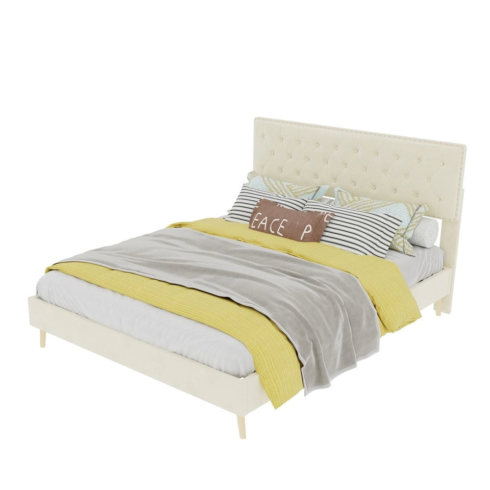 Letto Contenitore Imbottito ¨C MINIMAL ¨C Beige, Matrimoniale 140x200, con Materasso