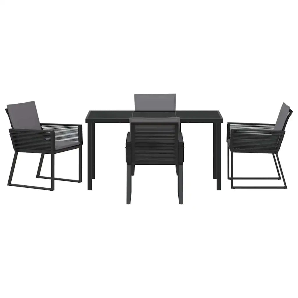 Set da Pranzo per Giardino 5 pcs Nero