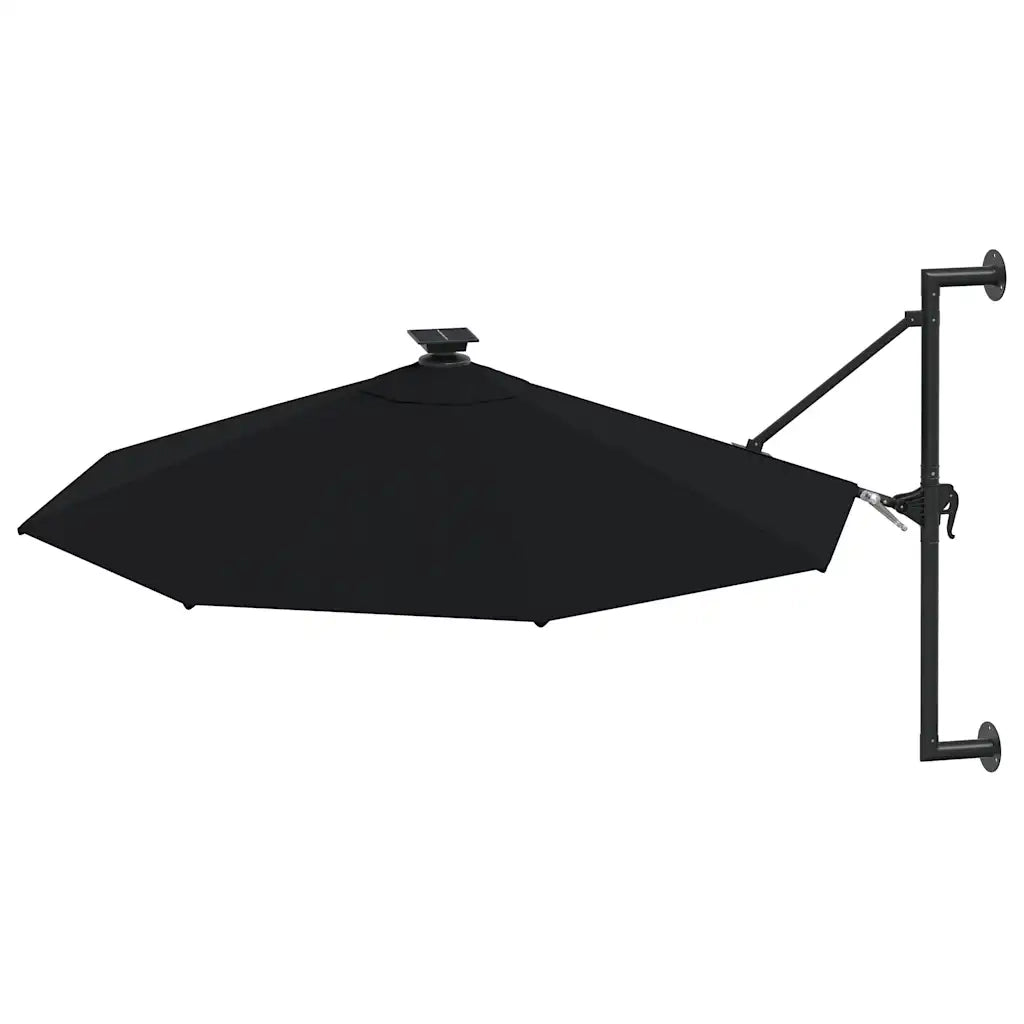 Ombrello | Parasolne da Giardino a Parete con LED 300 cm Nero