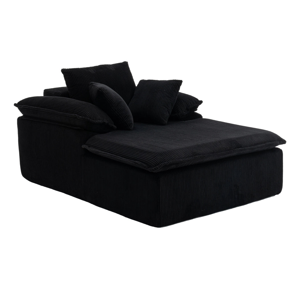 Divano lounge senza telaio in velluto a coste nero 177 cm