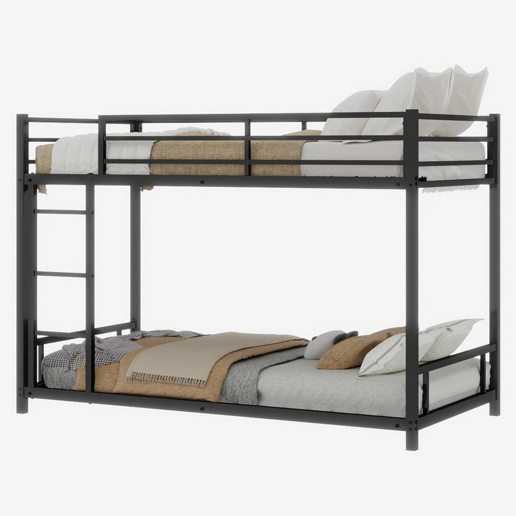 Letto a Castello in Metallo con Rete ¨C MINIMAL ¨C Nero, Struttura Stabile