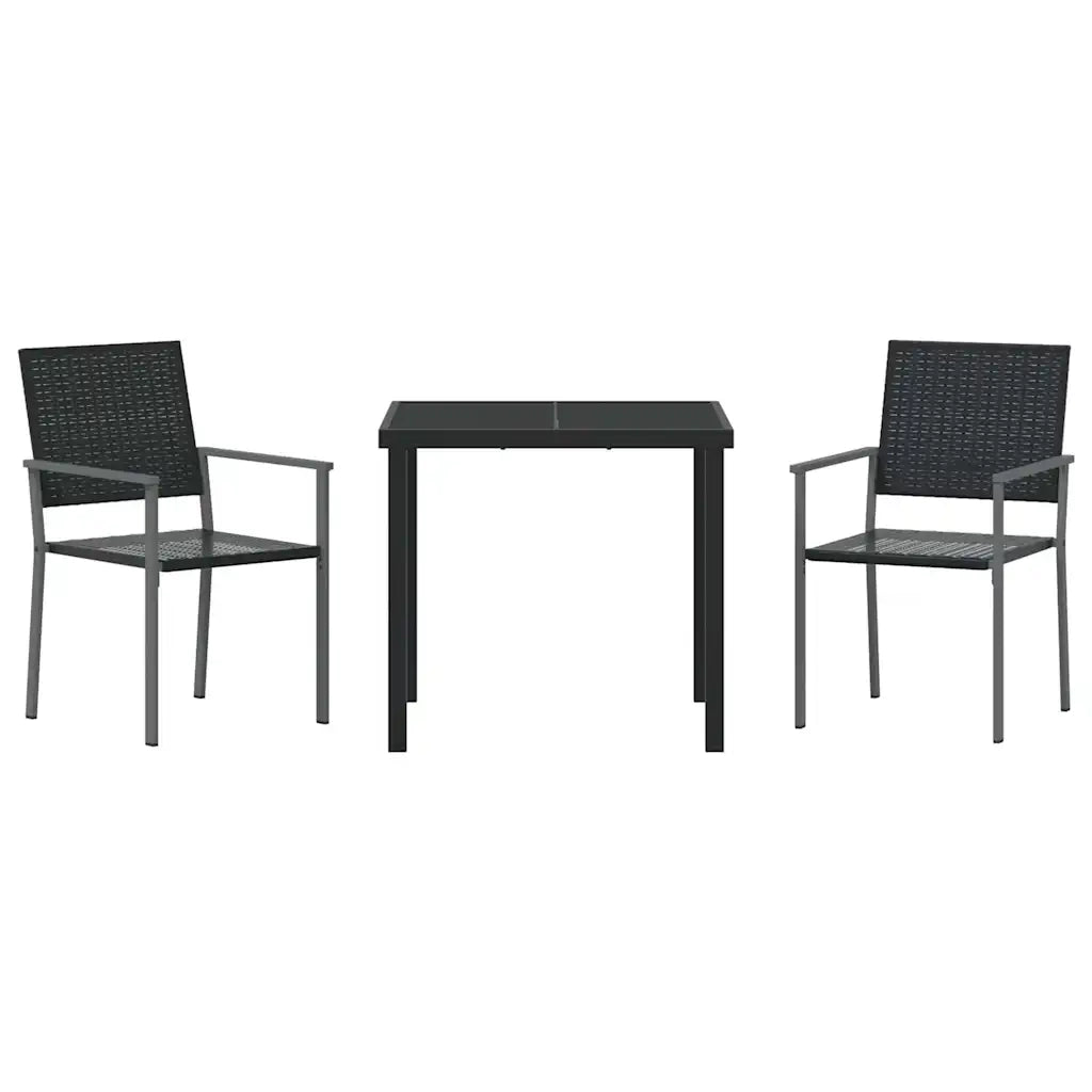 Set da Pranzo per Giardino 3 pcs Nero Rattan in PE 3379079