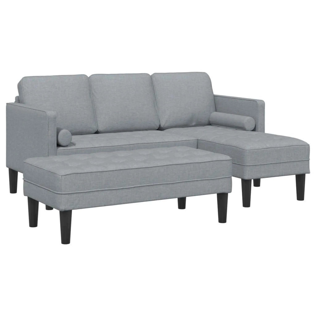Set di divani con cuscino 2 pcs Grigio chiaro Poliestere 3329252