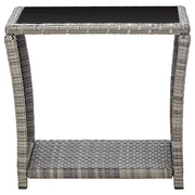 Tavolino da salotto | Tavolino da caff¨¨ | Tavolino da Soggiorno Grigio 45x45x40 cm in Polyrattan e Vetro