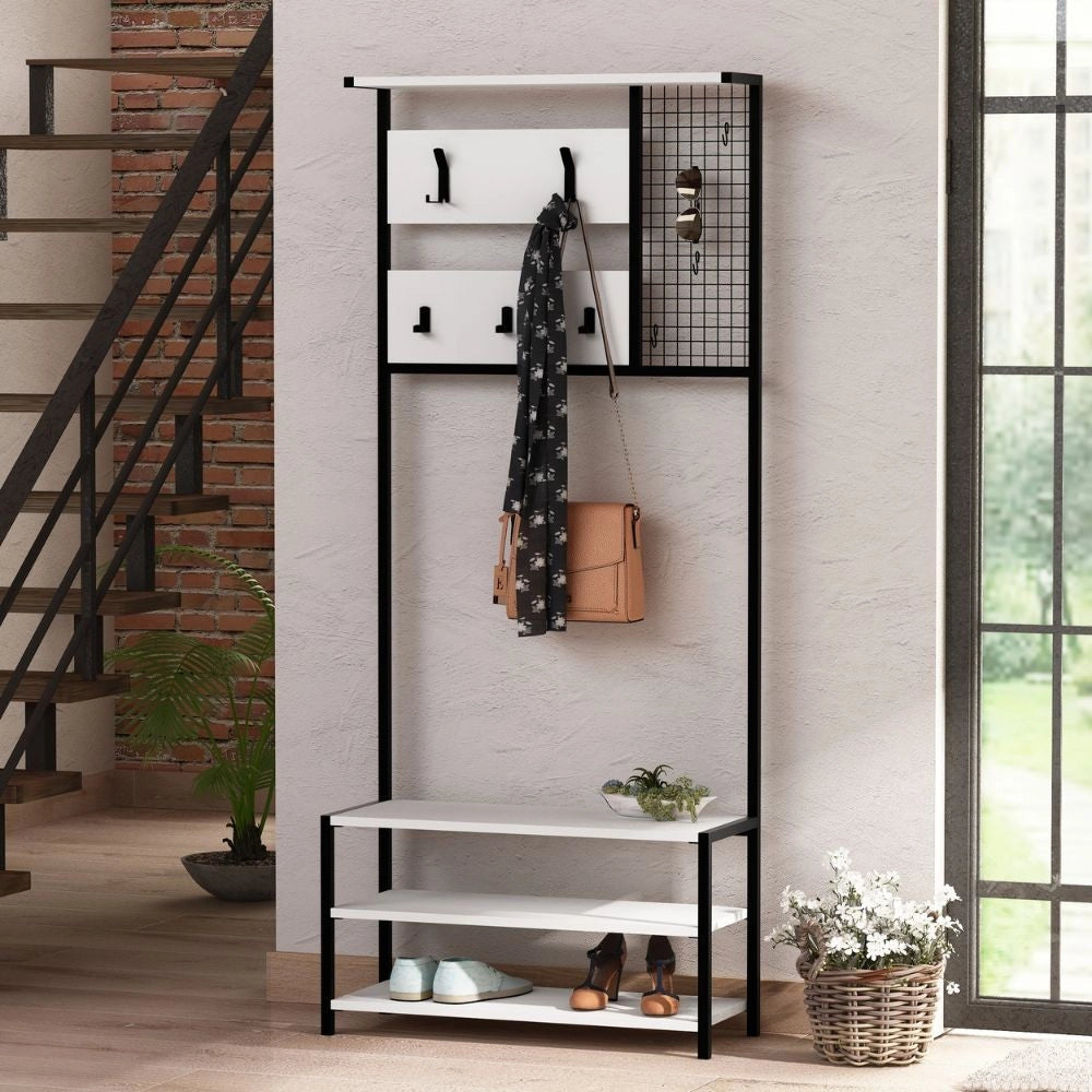 Scaffale Ingresso Nomad Rovere 5 Ganci Appendiabiti L 78 x P 30 x H 182 cm