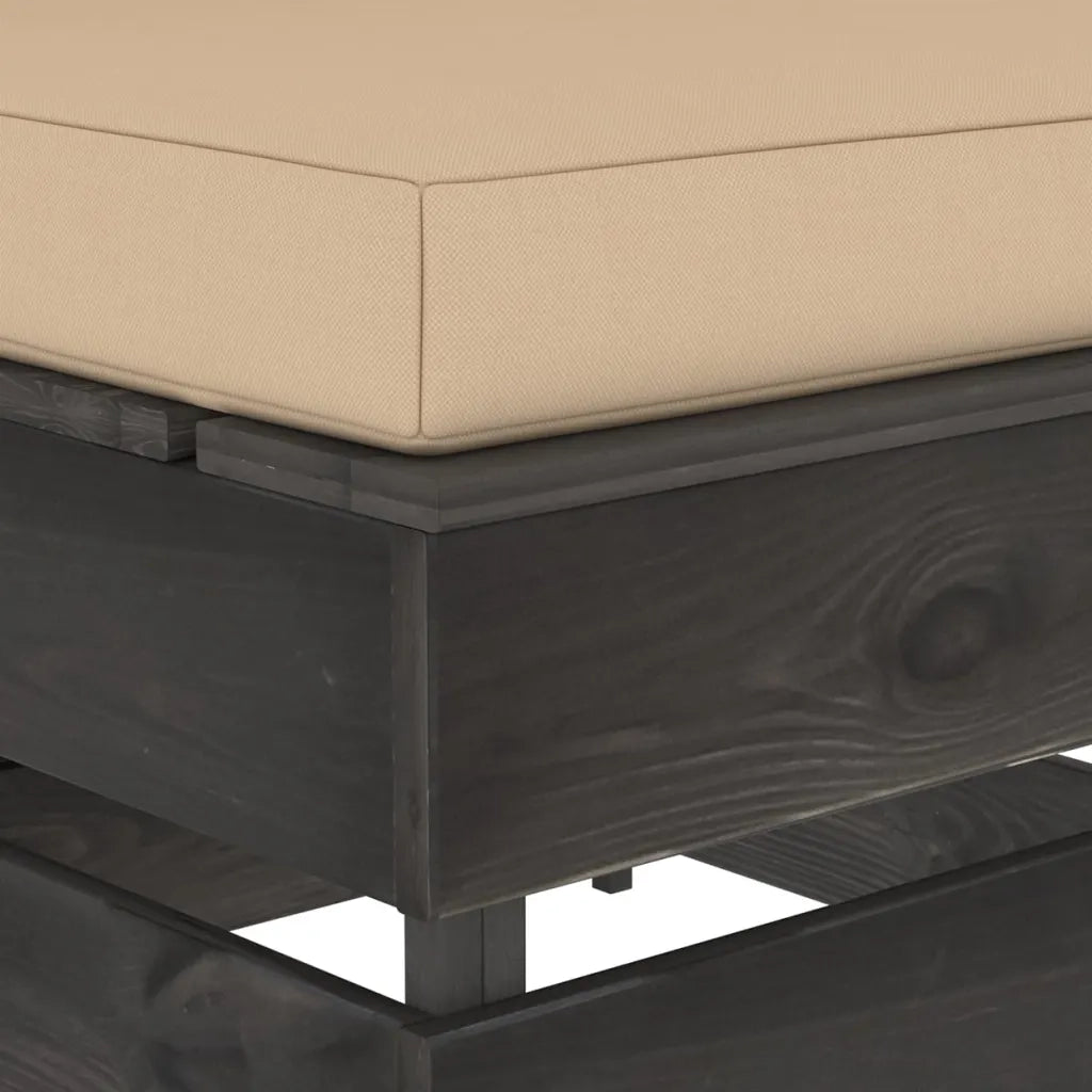 Divano Centrale Modulare con Cuscini-Sofa Modulare-Divanetto in Legno Impregnato Grigio 860229