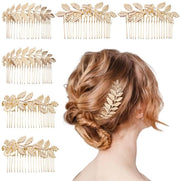6 pezzi di strass foglie pettinatrice per capelli – con denti, accessori di matrimonio per la testa – adatto per donne, sposa e damigelle