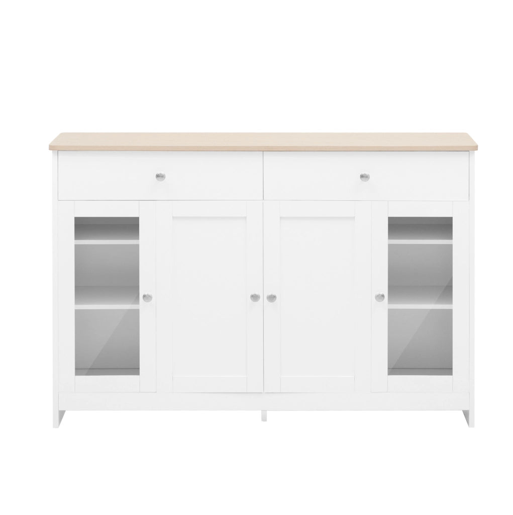 Credenza buffet stile rustico 120 cm con 4 ante e 2 cassetti