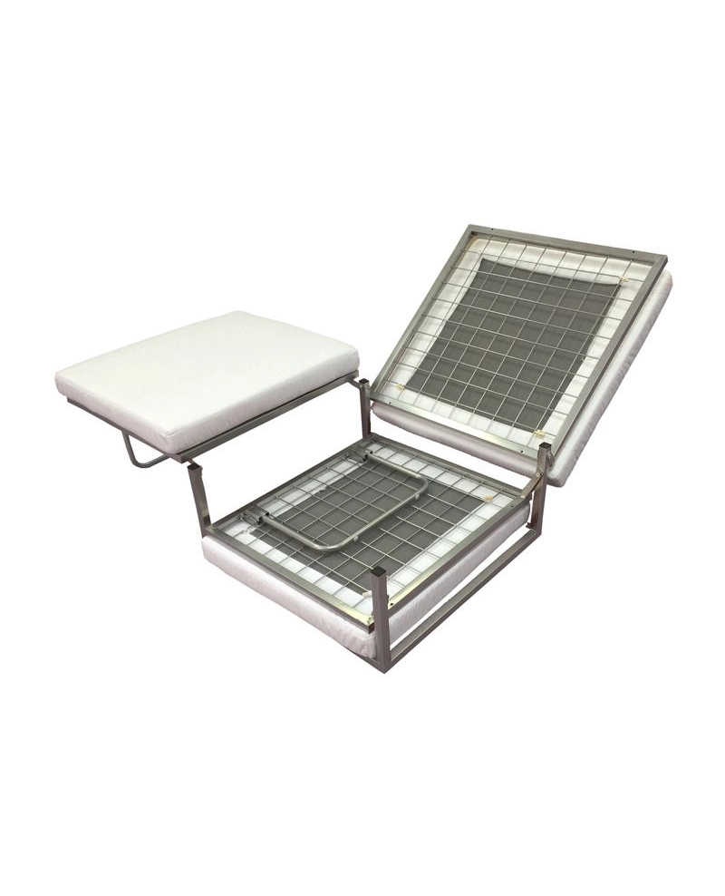 Pouf letto a scomparsa, letto richiubibile in microfibra bianco Sicorage Elly
