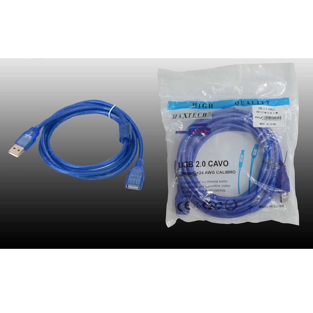 Trade Shop - Cavo Prolunga Usb 2.0 M/f Maxtech Usb 2.0 Am To Af 5.0m Per Pc Computer 5 Metri -