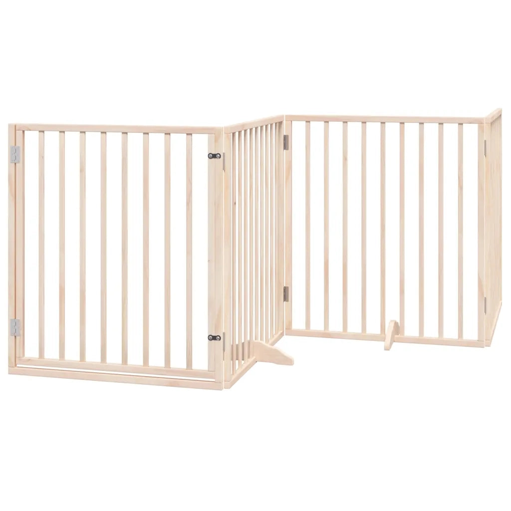 Cancello per Cani con Porta Pieghevole 4 Pannelli 320 cm Pioppo CFW9853954