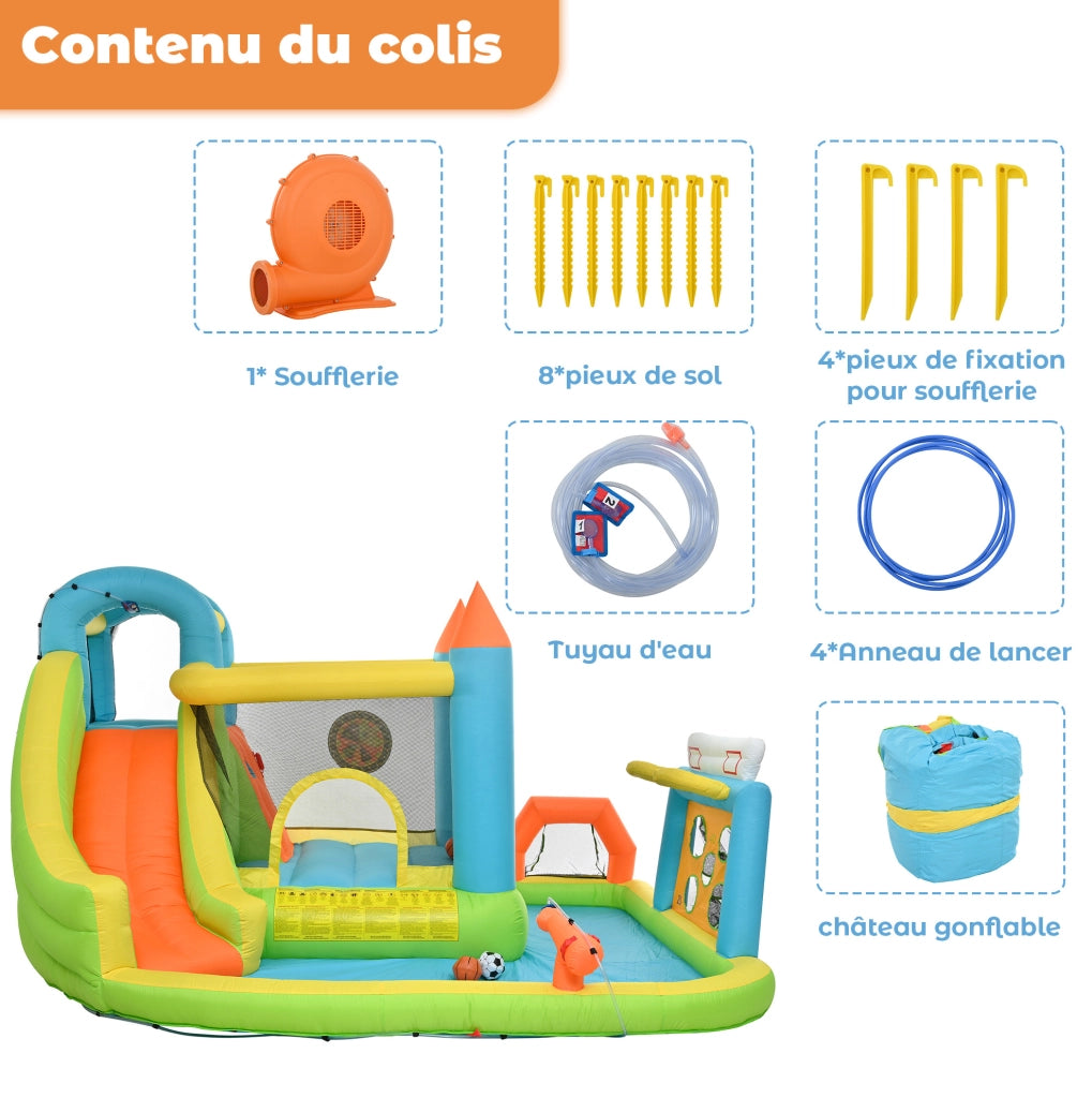 Parco acquatico gonfiabile per bambini 360 x 320 x 200 cm in tessuto Oxford multicolore