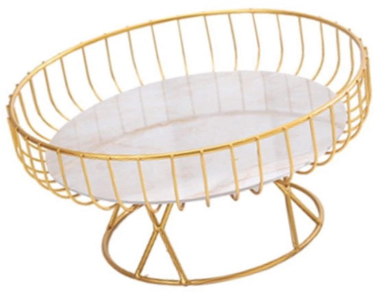 Scatola per Frutta Alta - Design Hol - Oro/Nero - Stile Minimalista - Delicata - Adatta per Casa/Caffè - Frutta in Composizione