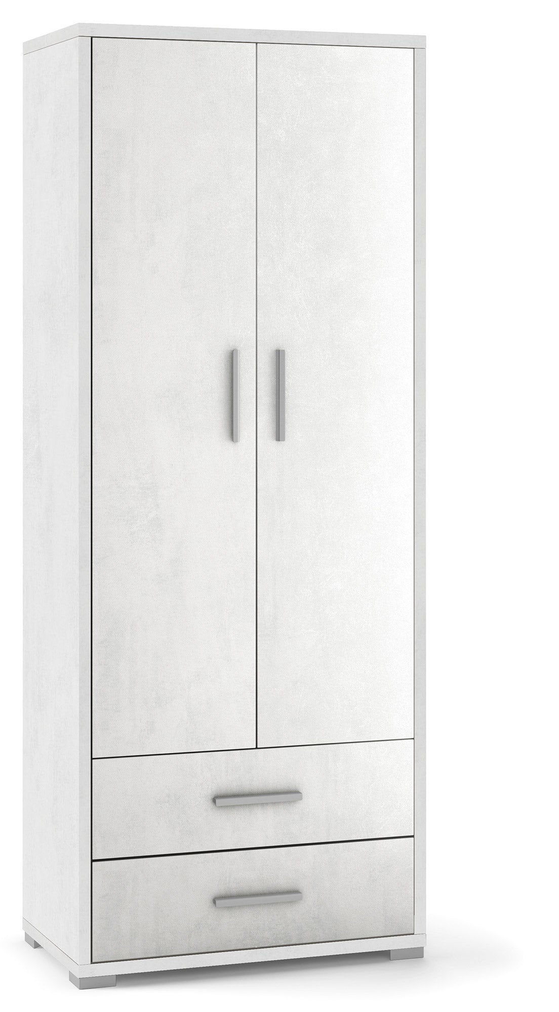 Armadio 2 Ante 2 Cassetti 71x182x41 cm Ossido Bianco